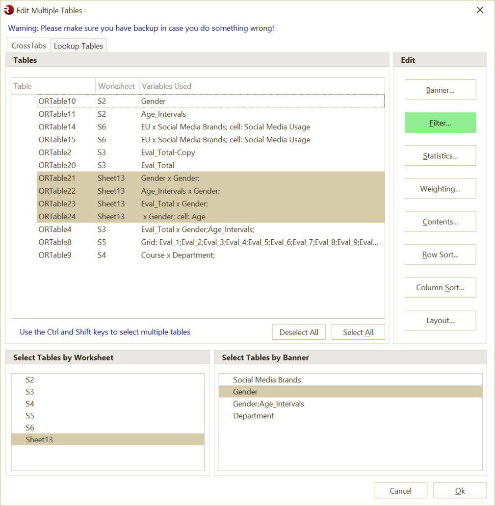 Edit Multiple Tables Form